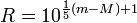 R=10^{\frac{1}{5}(m-M)+1}