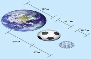 ���. 1. ����������� ��������� ����� (≈10 7�), ����������� ���� (≈10-1�) � �������� C 60 (≈10-9�=1��). �����������: ��������� � ������