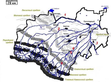 ГЭС в КБР Карта КБР цветная